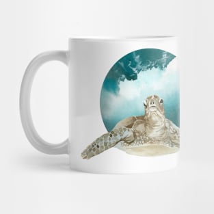 Painted turtle with ocean/sea background Mug